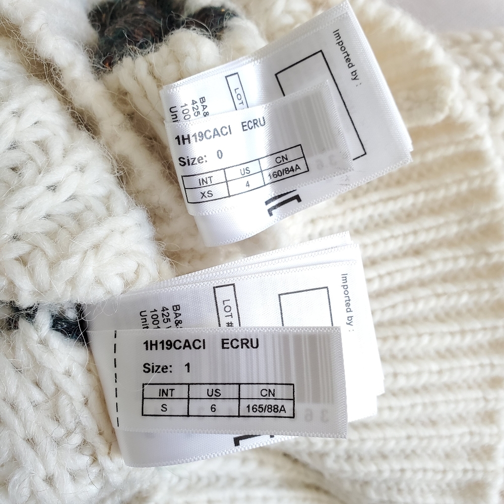 BA&SH Cacilie Metallic Intarsia-Knit Alpaca/Wool Ivory Sweater New Size 0/XS - Picture 16 of 16